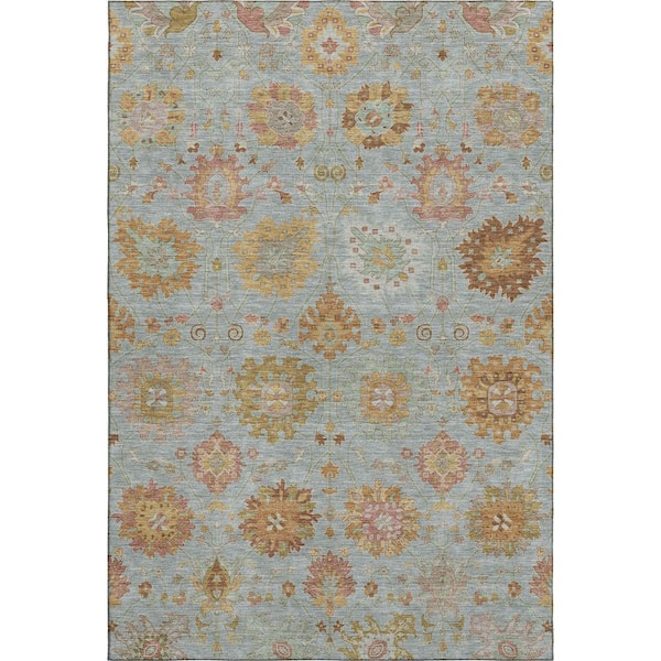 Mayfield Premium Machine Washable Abstract AMF2289 Seafoam 10 ft. x 14 ft. Area Rug