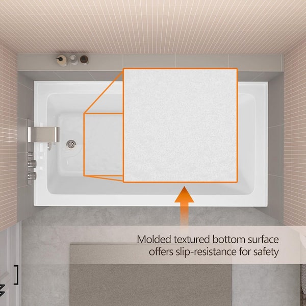 Zeafive Tco 60 in. x 32 in. White Acrylic Alcove Soaking Bathtub