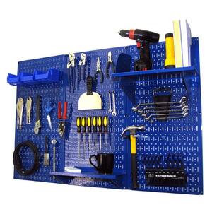 32 in. x 48 in. Metal Pegboard Standard Tool Storage Kit with Blue Pegboard and Blue Peg Accessories