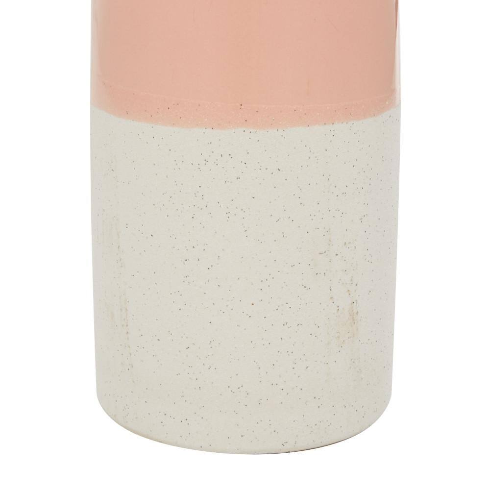 Medium Pink and White Ceramic Color-Block Vase