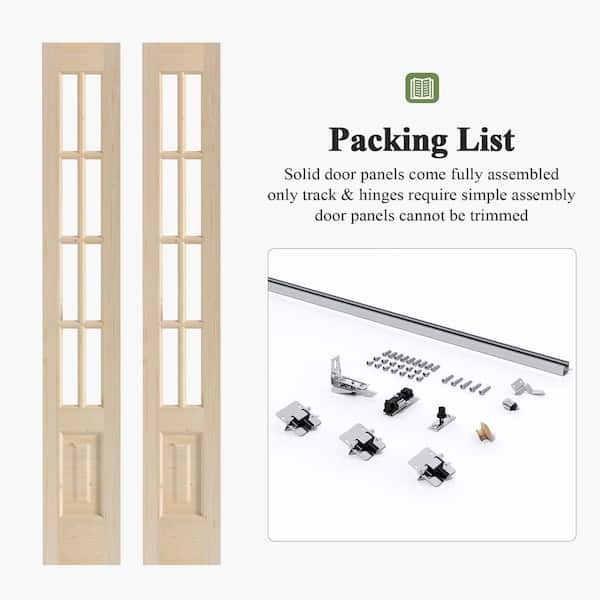 24 in. x 80 in. 3/4 Lite Preassembled Clear Glass Solid Core Wood Spruce Bi-Fold French Door with Hardware