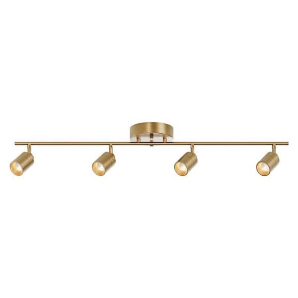 Vidalite Shura 37 in. 4-Light Brushed Brass Integrated LED Flush Mount Ceiling Light with Rotatable Heads, 3000k, 2240 Lumens