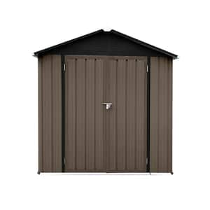6 ft. W x 4 ft. D Outdoor Brown Metal Shed with Apex Roof and Double Door (24 sq. ft.)