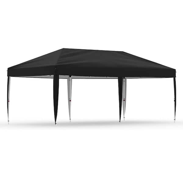 10 ft. x 20 ft. Black Rectangular Pop-Up Canopy Tent Heavy Duty Instant Shelter 1-Person Setup No Sidewalls
