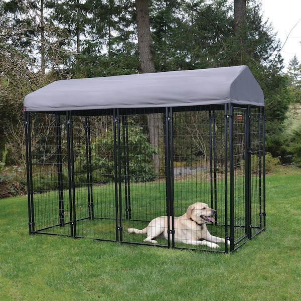 Lucky Dog STAY Series Steel Grey Villa Kennel (4 ft. x 8 ft. x 6 ft)