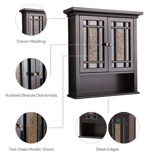 Elegant Home Fashions Windsor 22-in W x 24-in H x 7-in D Dark Espresso Bathroom Wall Cabinet Elegant Home Fashions Windsor 22-in W x 24-in H x 7-in D Dark Espresso Bathroom Wall Cabinet