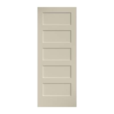 30 in. x 80 in. x 1-3/4 in. Shaker 5-Panel Solid Core White Primed Wood Interior Door Slab