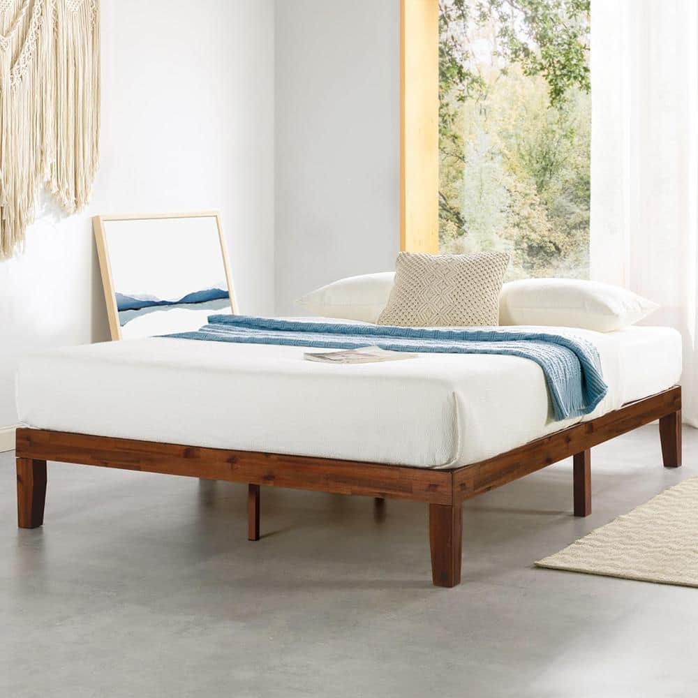 12 in. Tall Espresso Solid Wood Queen Size Platform Bed with Wooden Slats price history on PriceWatchPro