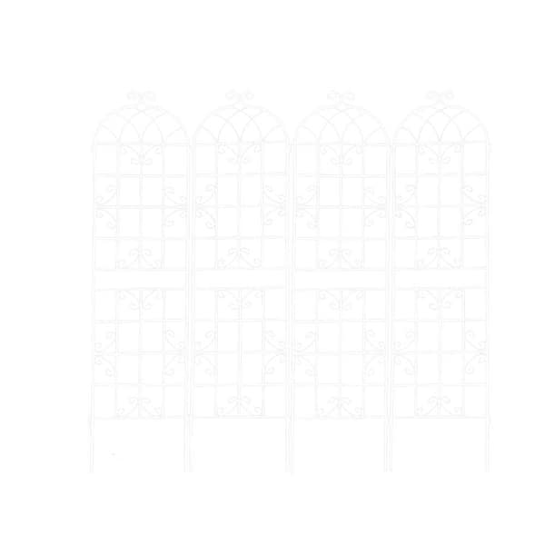 White 86.7 in. x 19.7 in. 4 Pack Metal Garden Trellis Rustproof Climbing Plants Outdoor Flower Support for Weddings