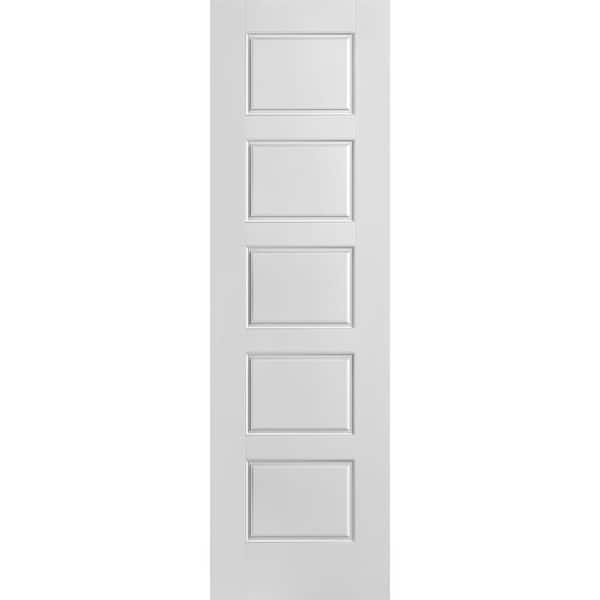 Masonite 24 in. x 80 in. 5 Panel Riverside Smooth Equal Hollow Core Primed Composite Interior Door Slab