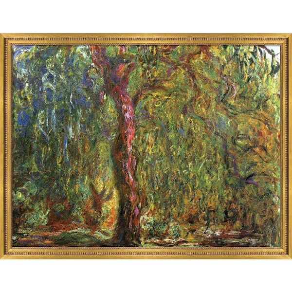 LA PASTICHE Weeping Willow, 1919 by Claude Monet Versailles Gold Queen Framed Nature Oil Painting Art Print 41 in. x 53 in.