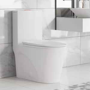 St. Tropez 1-piece 0.8/1.28 GPF Dual Flush Elongated Toilet in Glossy White with Rose Gold Hardware, Seat Included