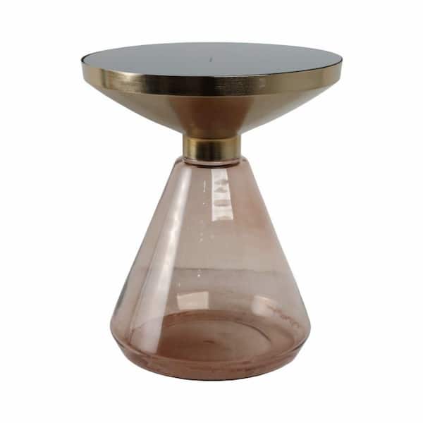 Liv & Skye 16 in. Gold Metal Round Hourglass End Table