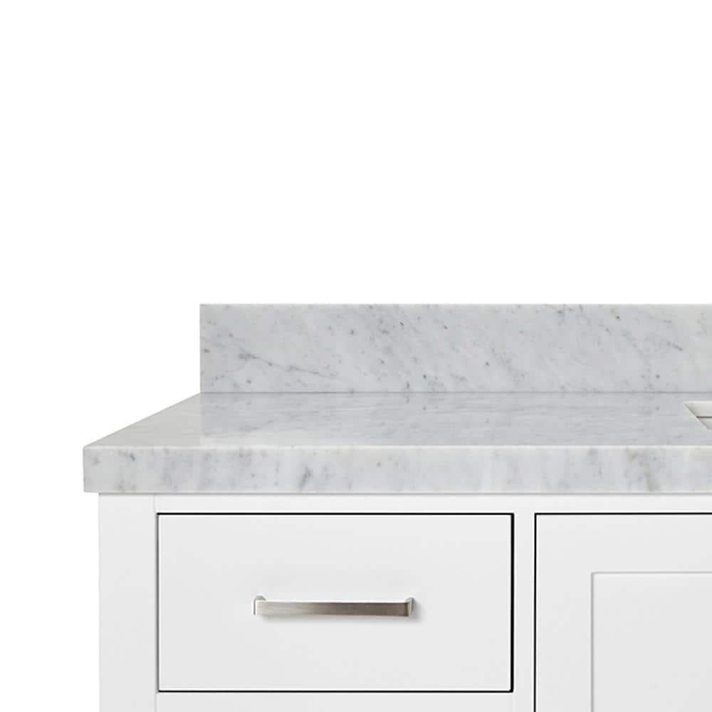 Cambridge 61" White Marble Top Single Vanity with Storage