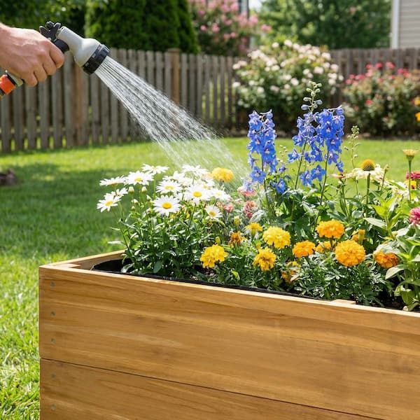 GOGEXX Wood Rectangular Raised Garden Bed with Liner (19.5 in. L x