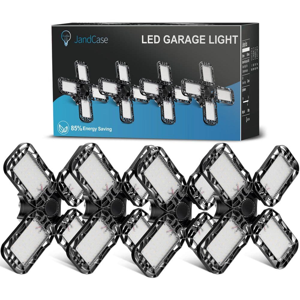 YANSUN 80-Watt Black Deformable LED Adjustable Garage Light Semi-Flush  Mount Lighting, 4-Leaf 6000K Daylight White (4-Pack) H-XP07001E26-2 The  Home Depot
