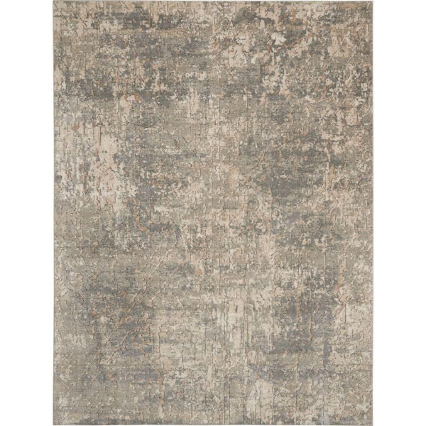Nourison Concerto Beige/Grey 9 ft. x 12 ft. Abstract Rustic Area Rug