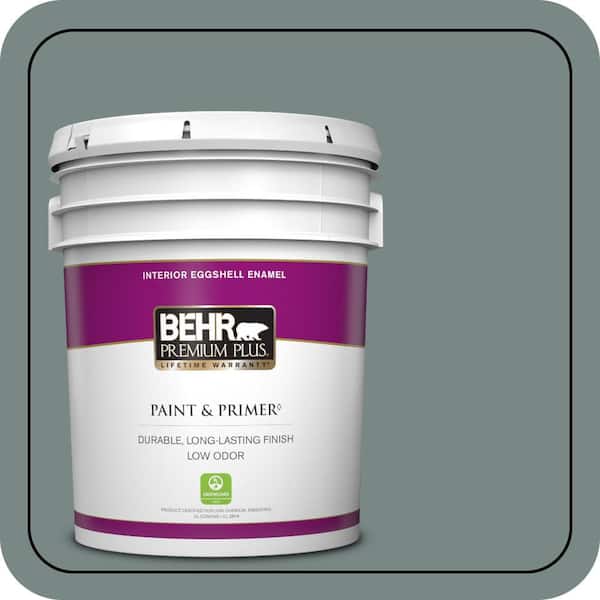 BEHR PREMIUM PLUS 5 gal. #PPU12-16 Juniper Ash Eggshell Enamel Low Odor Interior Paint & Primer