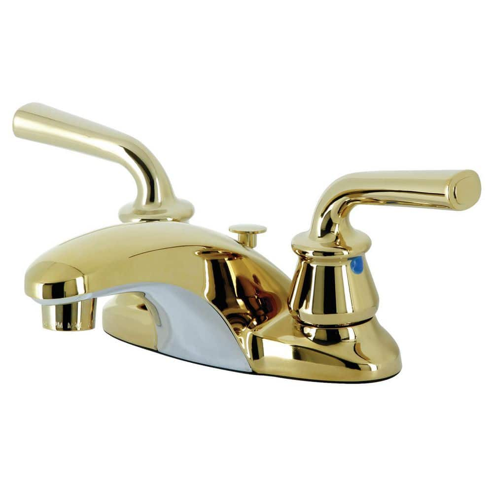 Kingston Brass Restoration 4 In Centerset 2 Handle Bathroom Faucet   Polished Brass Kingston Brass Centerset Bathroom Faucets Hkb622rxlb 64 1000 