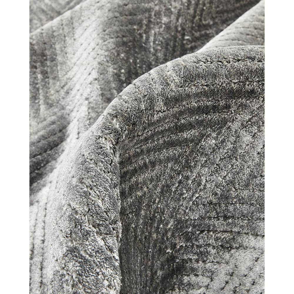 Charcoal Herringbone Hand-Knotted Viscose 8' x 10' Area Rug