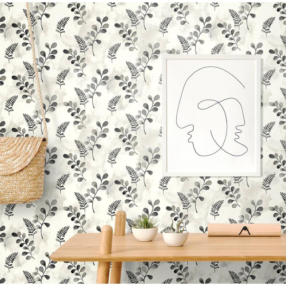 Steel Grey Botanical Self-Adhesive Vinyl Wallpaper Roll
