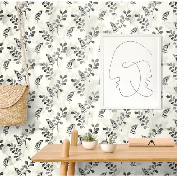 30.75 sq. ft. Steel Grey Woodland Walk Vinyl Peel and Stick Wallpaper Roll