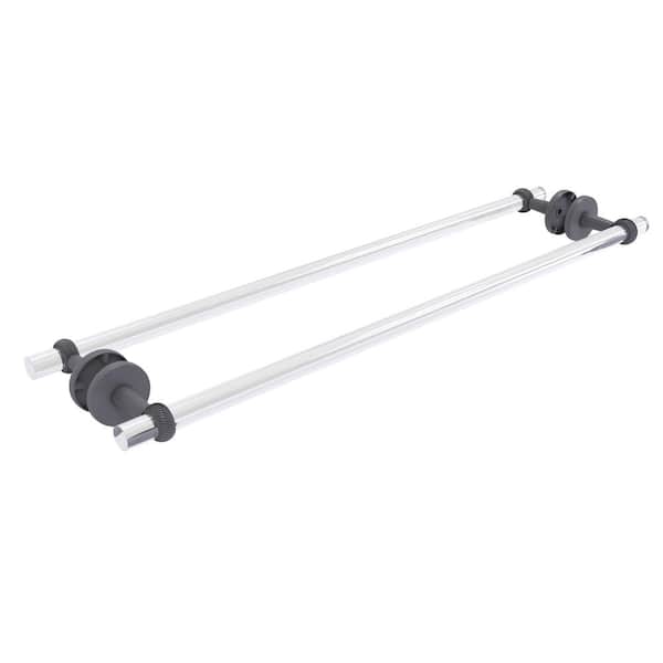 Allied Brass Clearview 30 in. Back to Back Shower Door Towel Bar with Twisted Accents in Matte Gray