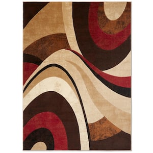 Tribeca Slade Brown/Red 8 ft. x 10 ft. Abstract Area Rug