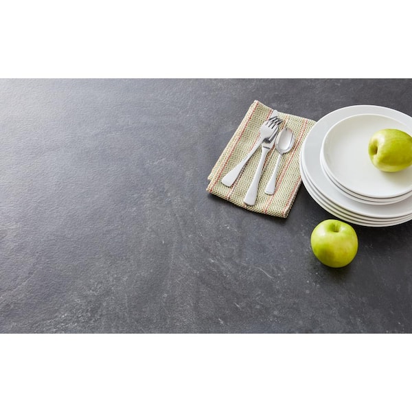 4 ft. x 8 ft. Laminate Sheet in Slate Noir with Scovato Finish