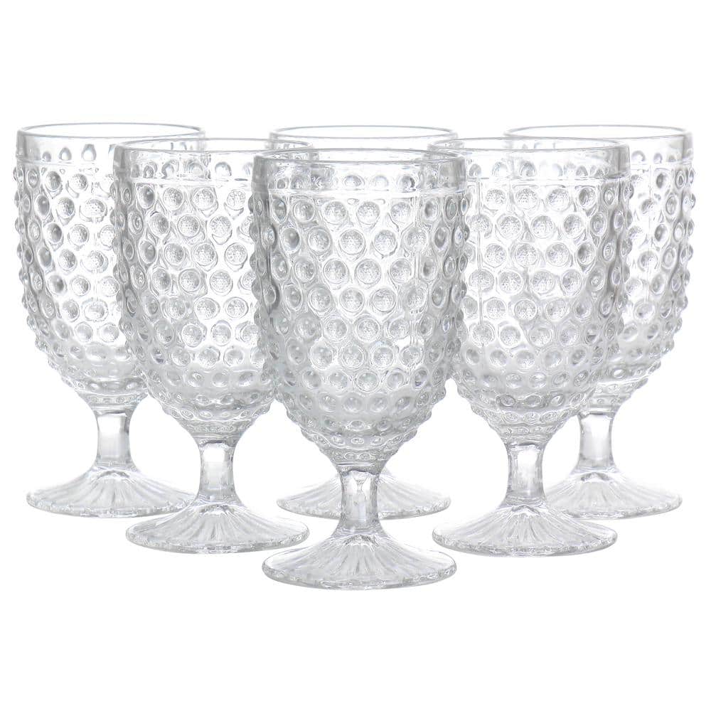 MARTHA STEWART 6 Piece 14.2 oz. Clear glass Hobnail Goblet Drinkware