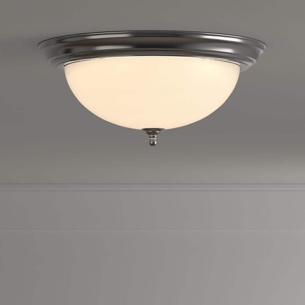 Brushed Nickel Dome Glass 3-Light Flush Mount