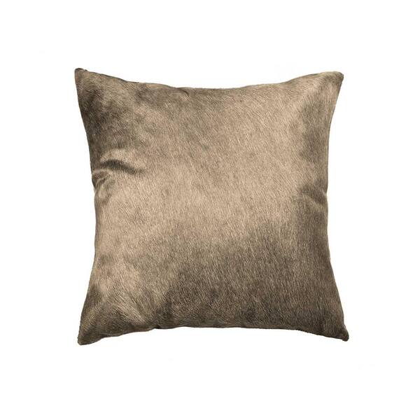 HomeRoots Josephine Brown Solid Cotton 18 in. x 18 in. Throw Pillow