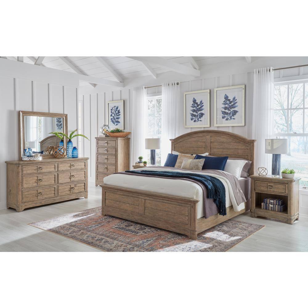 Meadowbrook Antique Sand Wood 1-Drawer Farmhouse Nightstand