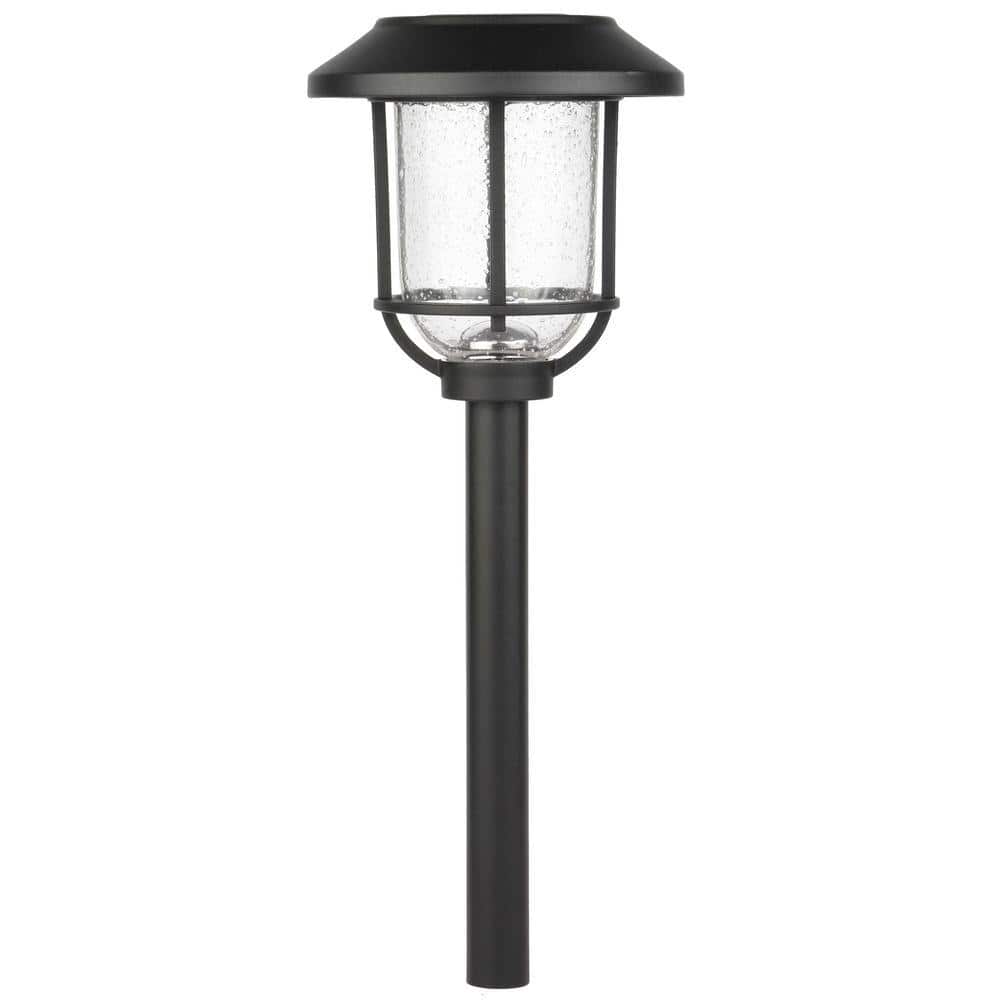 Hampton Bay Millbrook 14 Lumens Solar Black LED Metal and Glass