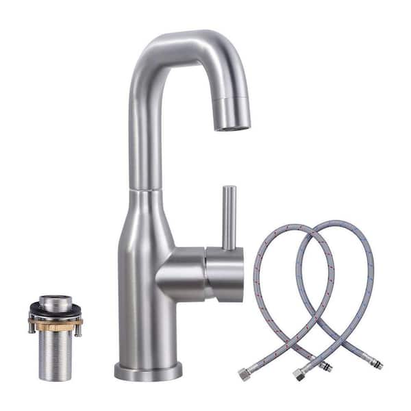 9.3 in. Single Hole Single-Handle Bar Faucet With Swivel Spout in Brushed Nickel