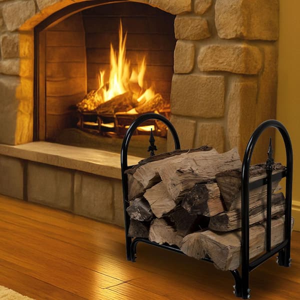 Pure Garden 23 in. Fireplace Log Rack with Finial Design M150028