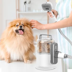 5-in-1 Pet Grooming Vacuum Kit for Brushing, De-Shedding, Clipping, Collecting and Cleaning