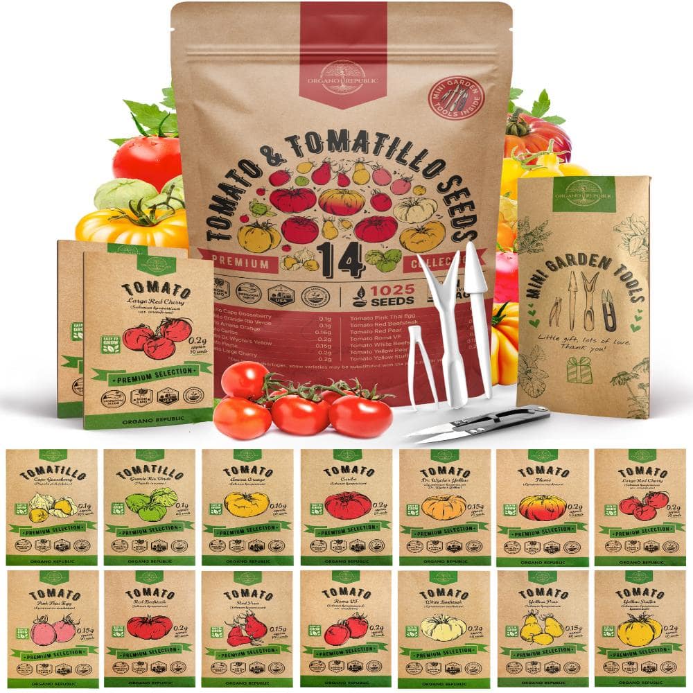 14 Tomato & Tomatillo Seeds - 1,025+ Non-GMO Heirloom Seeds for Planting Tomatoes and Tomatillos price history on PriceWatchPro