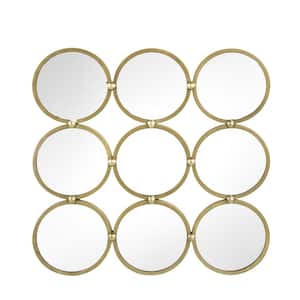 27 in. W x 27 in. H Contemporary Square Metal Frame Champagne Mirror, for Bedroom, Living Room, Entryway