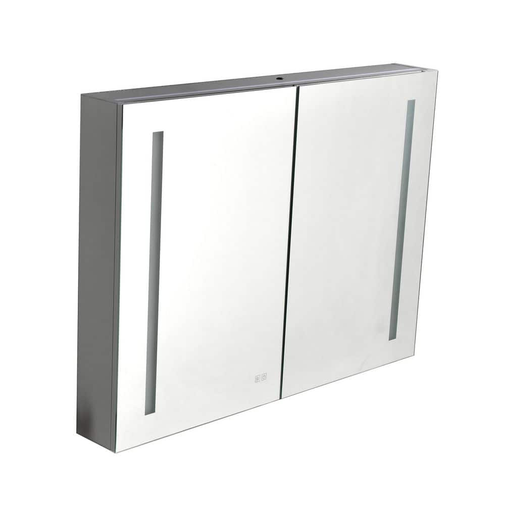 40 in. W x 30 in. H Rectangular Aluminum Alloy Surface Mount LED Medicine Cabinet with Mirror, Defogger, Outlets price history on PriceWatchPro