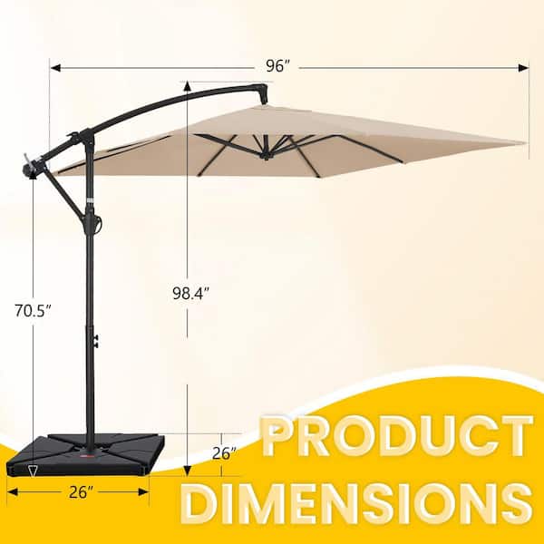 9 ft off the wall patio umbrella My Texas House 9ft Outdoor Round Market Patio Umbrella with Off-White Canopy and Black Trim