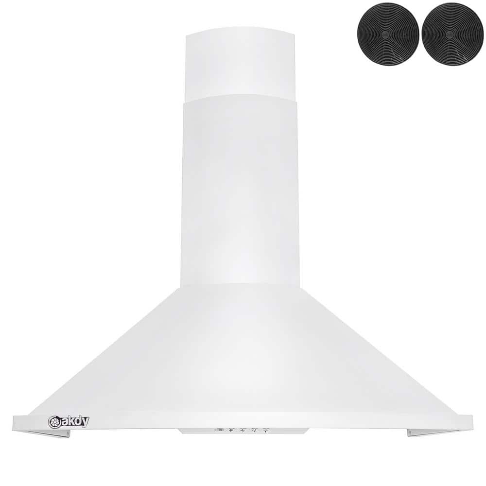 30-Inch White Painted Stainless Steel Convertible Wall Mount Range Hood