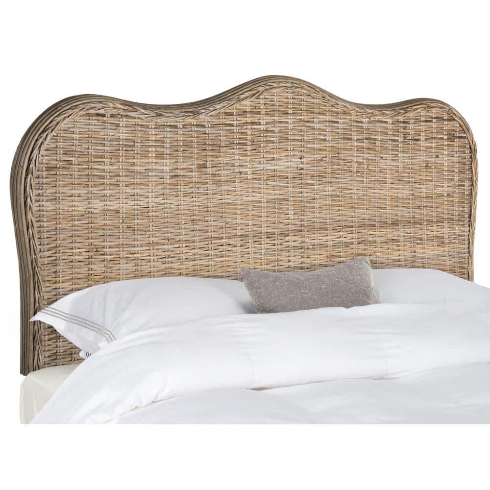 Imelda Gray Queen Woven Rattan Camelback Headboard
