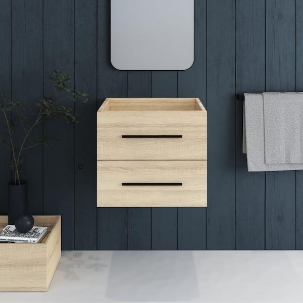 VOLPA USA AMERICAN CRAFTED VANITIES Napa 24 in. W. x 18 in. D x 21 in. H Single Sink Bath Vanity Cabinet without Top in White Oak, Wall Mounted
