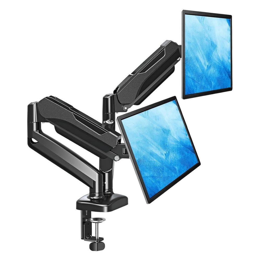 Dual Monitor Stand Pneumatic Adjustable Desk Mount Arm for 2 Screens 13-32 in. VESA Black C-Clamp Grommet price history on PriceWatchPro