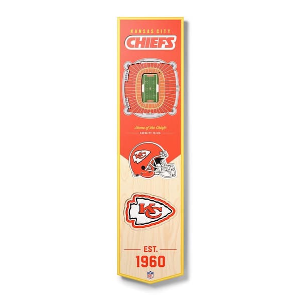 NFL Kansas City Chiefs Wooden 8 x 32 3D Stadium Banner Decorative Sign -Arrowhead Stadium