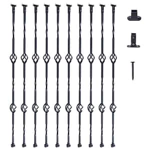 44 in. H x 2.2 in. W Black Staircase Metal Balusters Galvanized Steel Stair Railing Kit Spindles Deck Baluster (10-Pack)