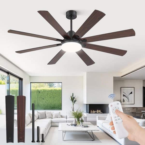 konect fang Ｍ MOKSILED 65 in. Black Standard Ceiling Fan with Light, Remote