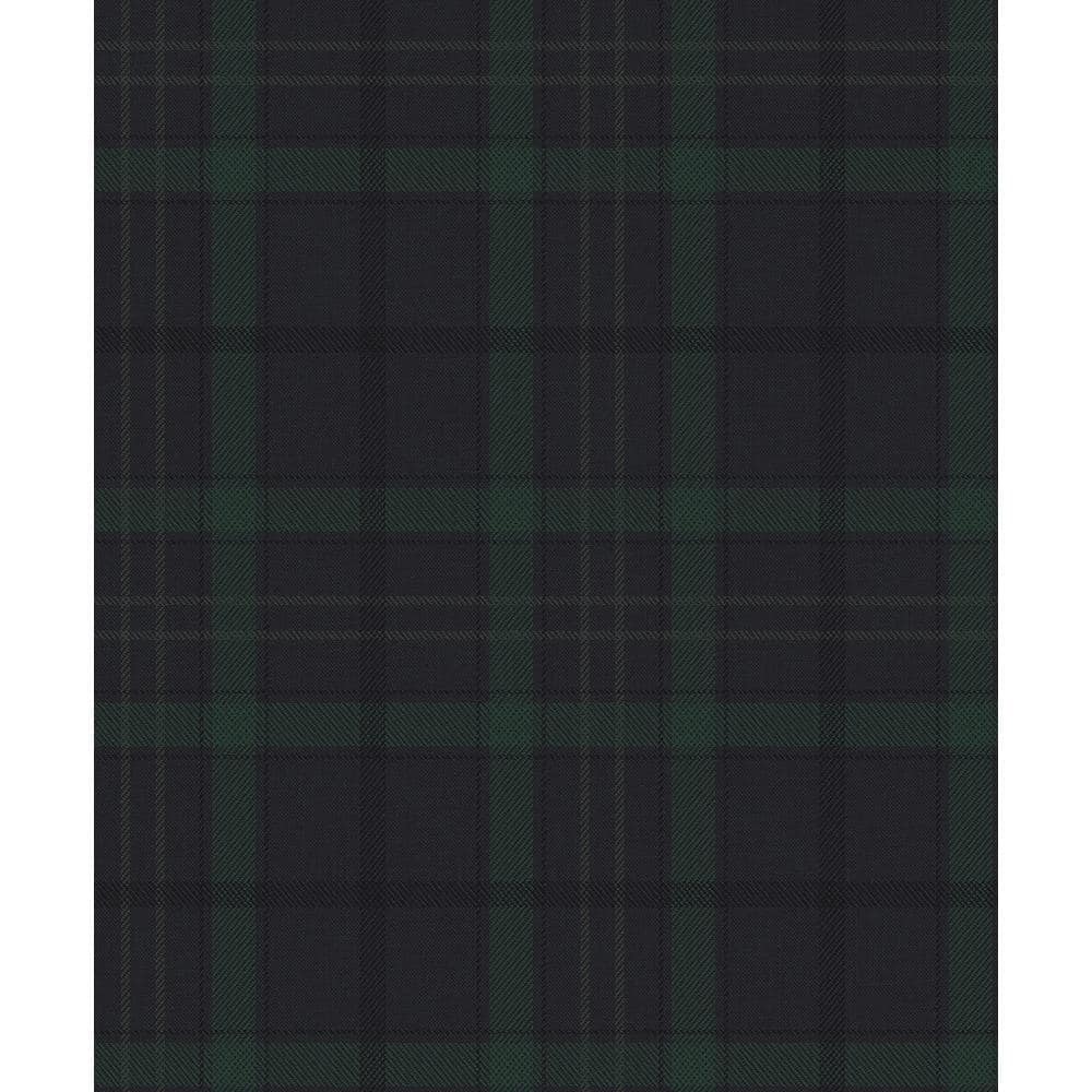 NextWall Dark Blue and Evergreen Tailor Plaid Vinyl Peel and Stick