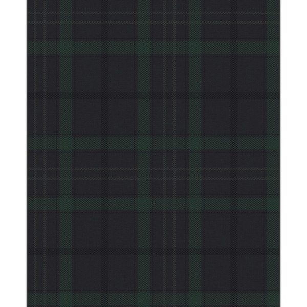 NextWall Dark Blue and Evergreen Tailor Plaid Vinyl Peel and Stick Wallpaper Roll (Covers 31.35 sq. ft.)